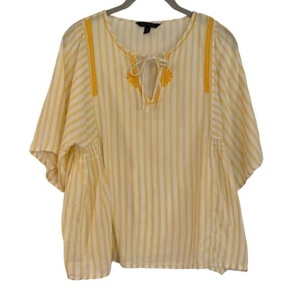 Banana Republic yellow striped embroidered detail blouse M - Picture 2 of 10